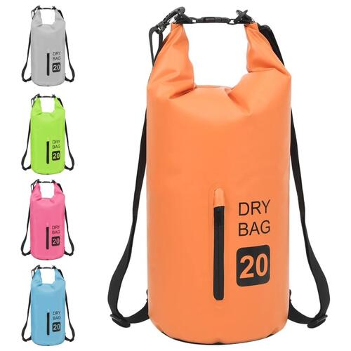 Vandtæt tørpose m. lynlås 20 l PVC orange