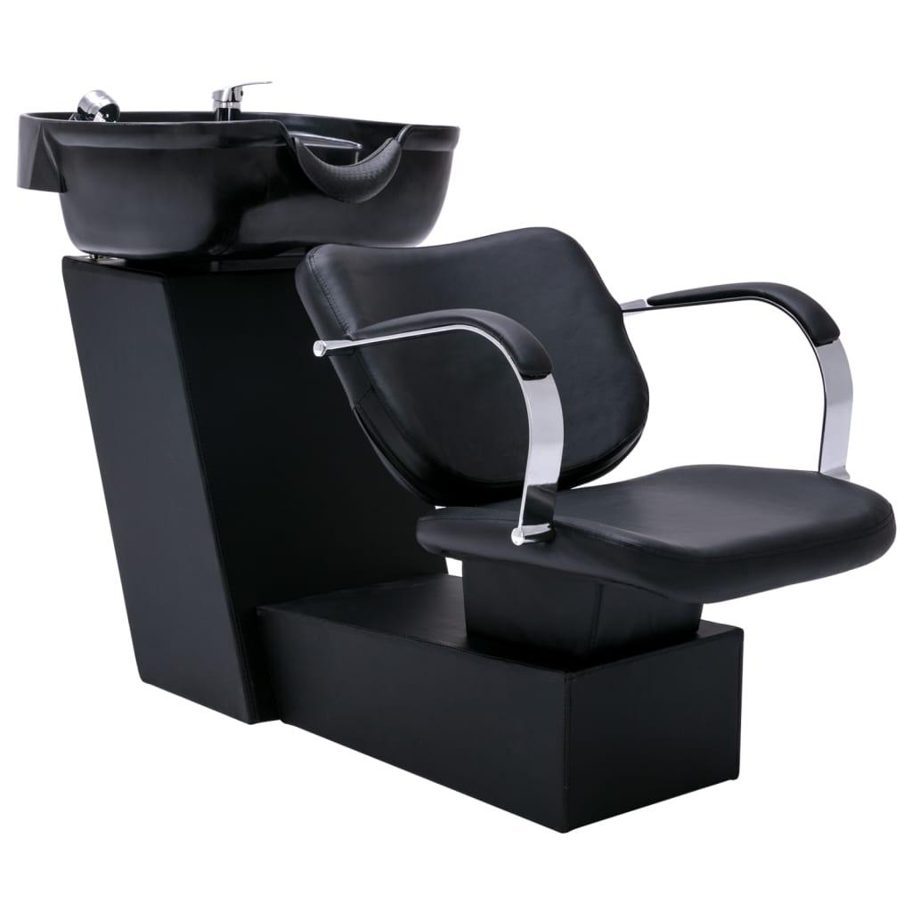 Frisørstol med vask 137x59x82 cm kunstlæder sort