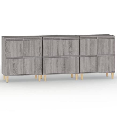 Skænke 3 stk. 60x35x70 cm konstrueret træ grå sonoma-eg