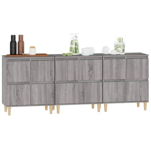 Skænke 3 stk. 60x35x70 cm konstrueret træ grå sonoma-eg