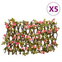 Espalierer med kunstig vedbend 5 stk. 180x20 cm udvidelig pink