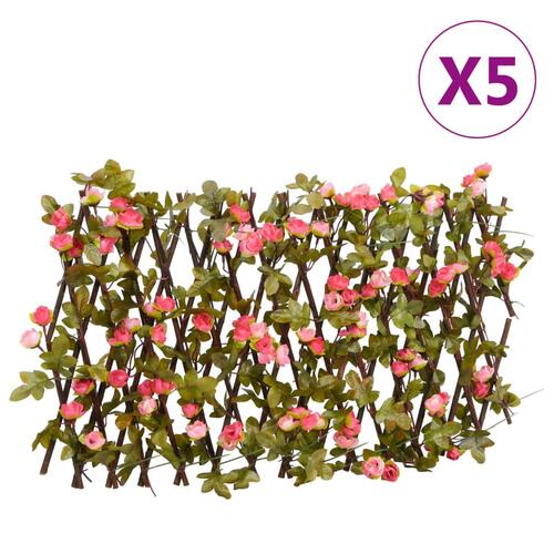 Espalierer med kunstig vedbend 5 stk. 180x20 cm udvidelig pink