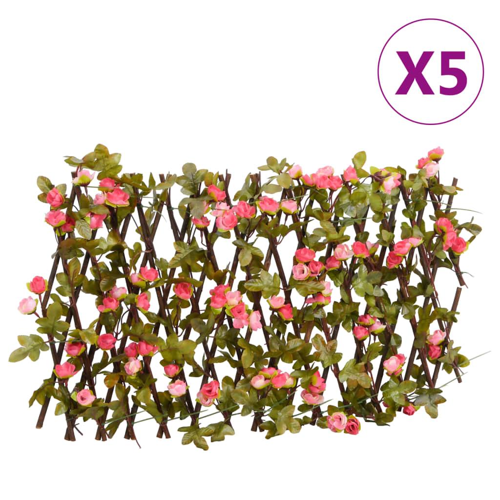 Espalierer med kunstig vedbend 5 stk. 180x20 cm udvidelig pink