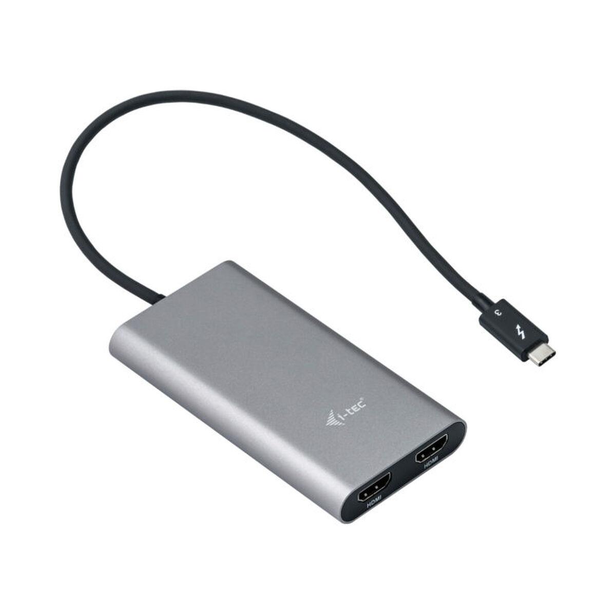I-Tec HDMI Adapter TB3DUAL4KHDMI - Thunderbolt 3 til dobbelt HDMI (grå)
