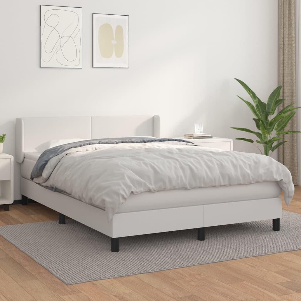 Kontinentalseng med madras 140x190 cm kunstlæder hvid