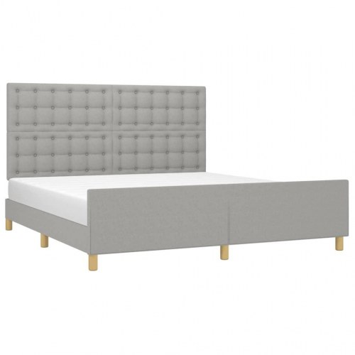 Sengeramme med justerbar sengegavl 160×200 cm - stof, lysegrå