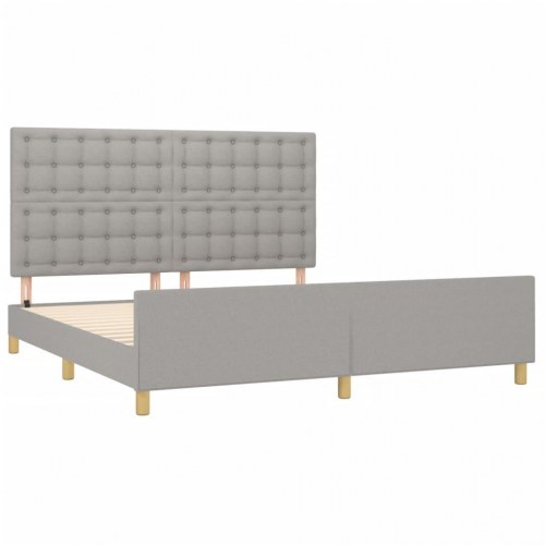 Sengeramme med justerbar sengegavl 160×200 cm - stof, lysegrå