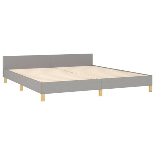 Sengeramme med justerbar sengegavl 160×200 cm - stof, lysegrå