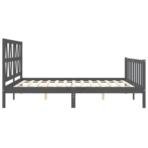Sengeramme med sengegavl 200x200 cm massivt træ grå