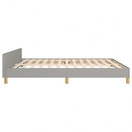 Sengeramme med justerbar sengegavl 160×200 cm - stof, lysegrå