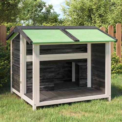 Hundehus 96x87x80,5 cm massivt fyrretræ grå