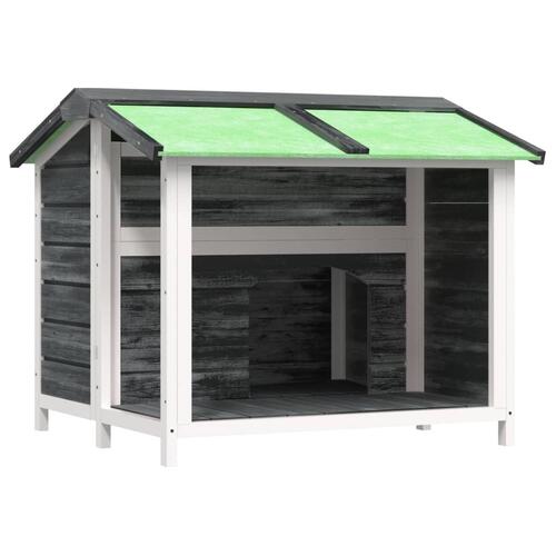 Hundehus 96x87x80,5 cm massivt fyrretræ grå