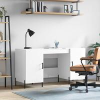 Skrivebord 140x50x75 cm konstrueret træ hvid højglans