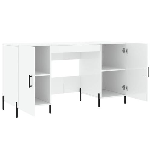 Skrivebord 140x50x75 cm konstrueret træ hvid højglans