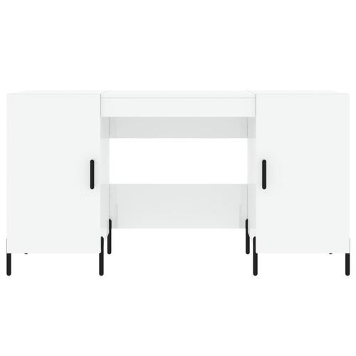 Skrivebord 140x50x75 cm konstrueret træ hvid højglans