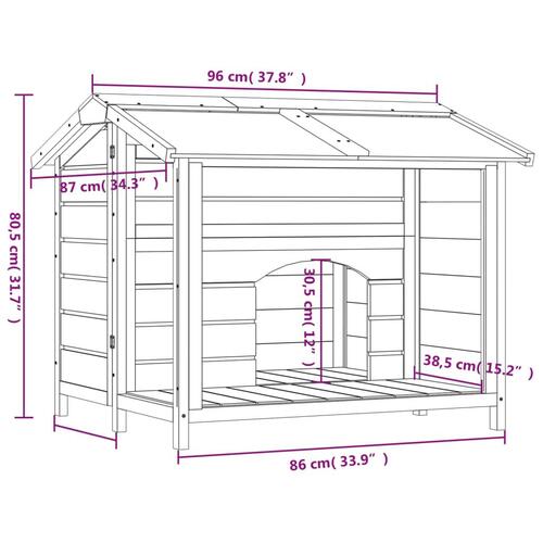 Hundehus 96x87x80,5 cm massivt fyrretræ grå