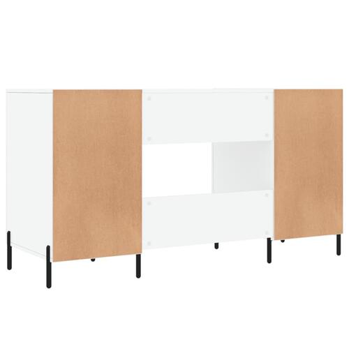 Skrivebord 140x50x75 cm konstrueret træ hvid højglans