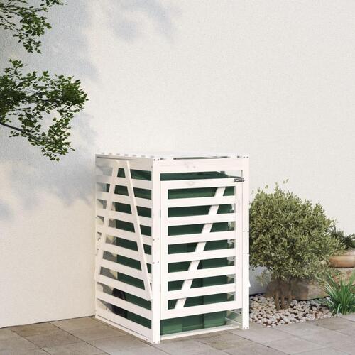 Skraldespandsskjuler 84x90x128,5 cm massivt fyrretræ hvid