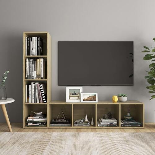 Tv-skabe 2 stk. 142,5x35x36,5 cm konstrueret træ sonoma-eg