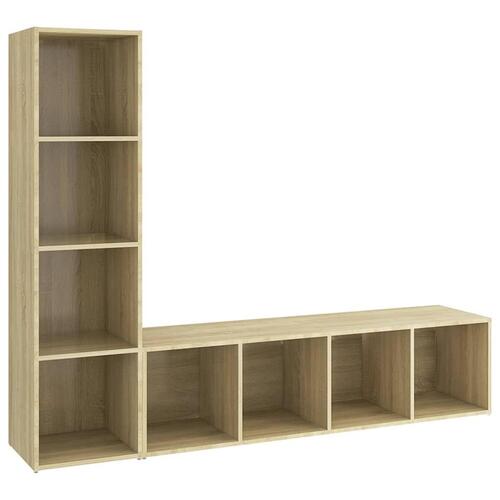 Tv-skabe 2 stk. 142,5x35x36,5 cm konstrueret træ sonoma-eg