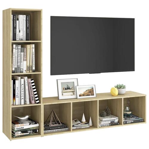 Tv-skabe 2 stk. 142,5x35x36,5 cm konstrueret træ sonoma-eg