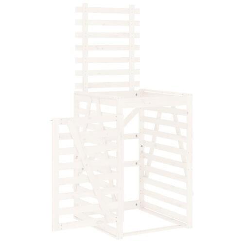Skraldespandsskjuler 84x90x128,5 cm massivt fyrretræ hvid
