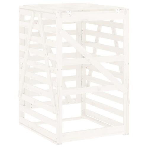 Skraldespandsskjuler 84x90x128,5 cm massivt fyrretræ hvid
