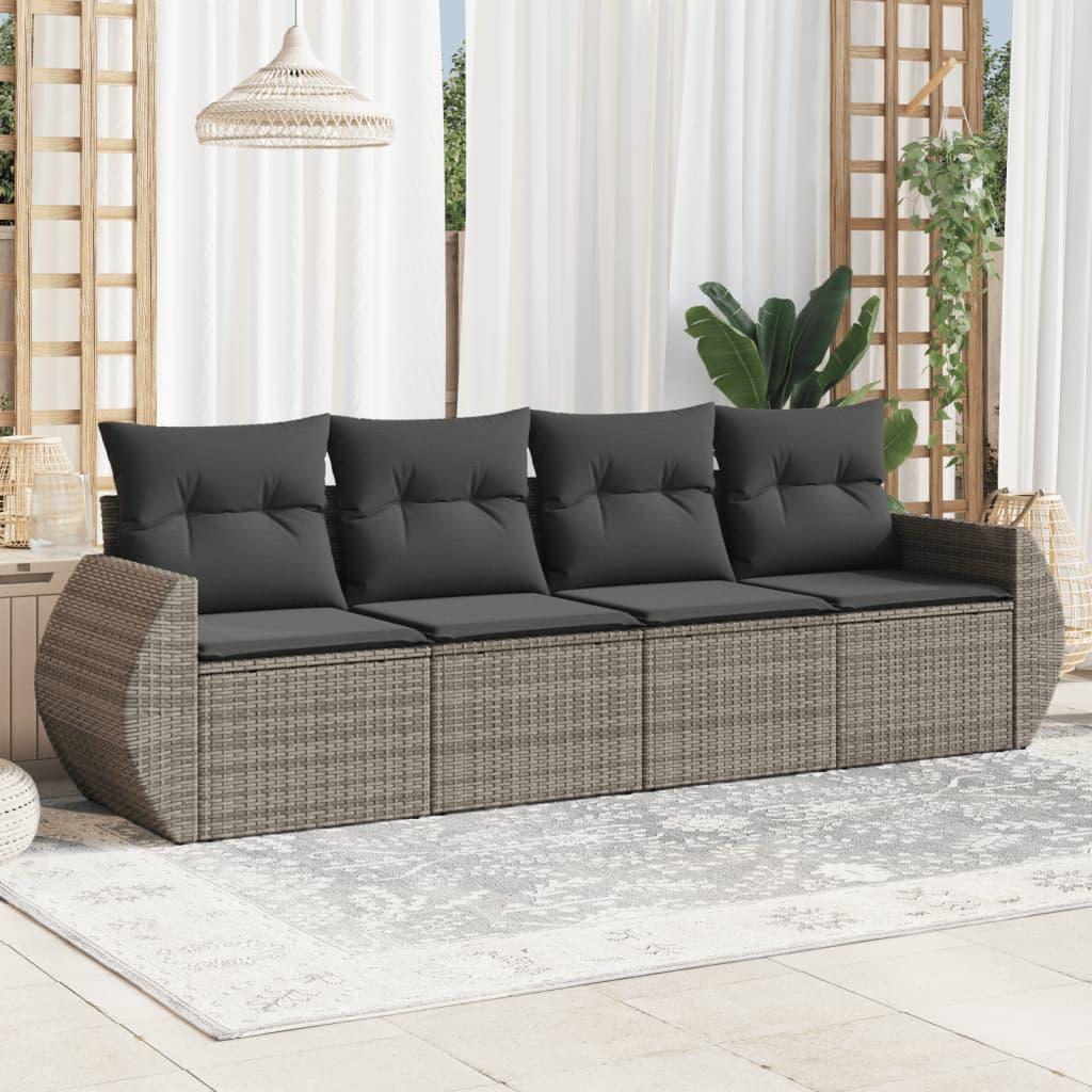 Sofasæt til haven 4 dele med hynder polyrattan grå