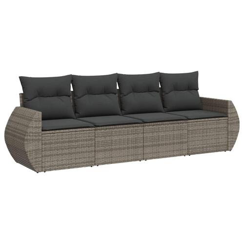 Sofasæt til haven 4 dele med hynder polyrattan grå