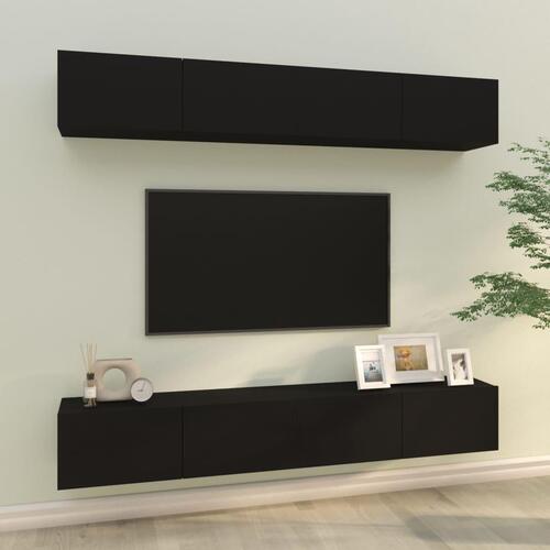 Væghængte tv-skabe 4 stk. 100x30x30 cm sort