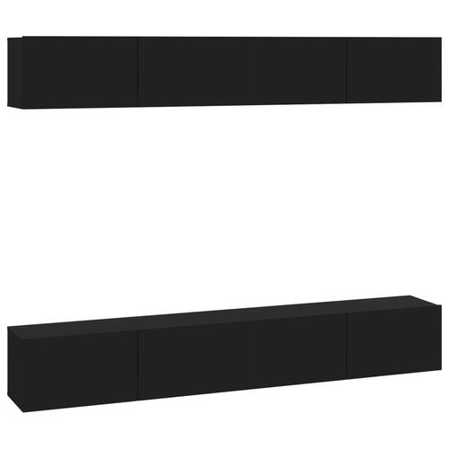 Væghængte tv-skabe 4 stk. 100x30x30 cm sort