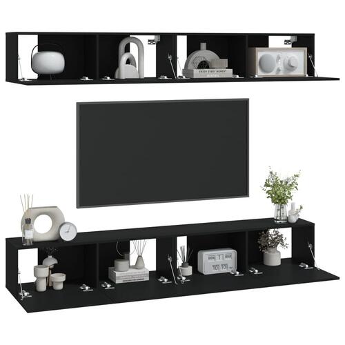 Væghængte tv-skabe 4 stk. 100x30x30 cm sort