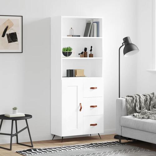 Højskab 69,5x34x180 cm konstrueret træ hvid