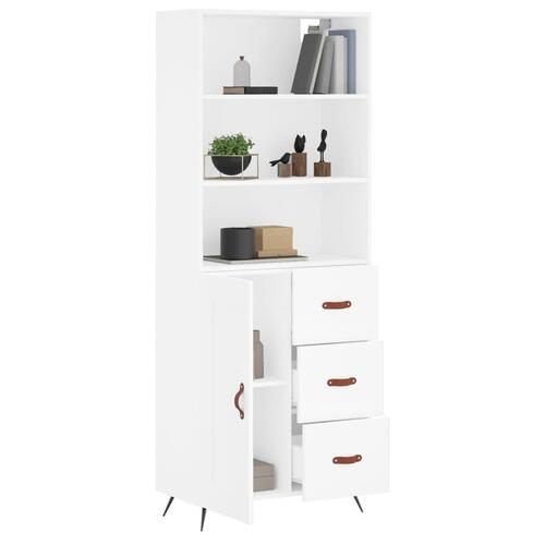 Højskab 69,5x34x180 cm konstrueret træ hvid