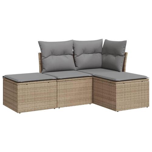 Sofasæt til haven 4 dele med hynder polyrattan beige