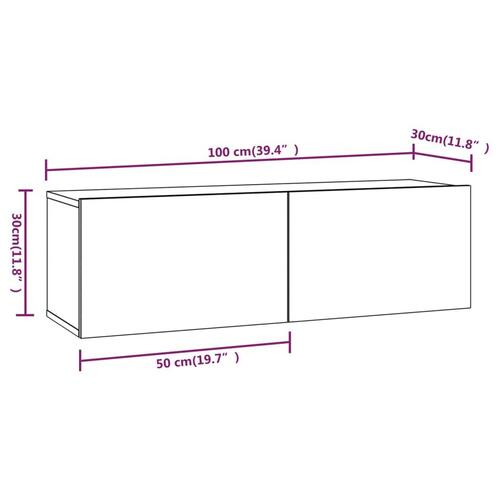 Væghængte tv-skabe 4 stk. 100x30x30 cm sort