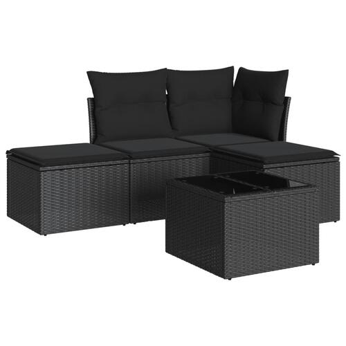 Sofasæt til haven 5 dele med hynder polyrattan sort