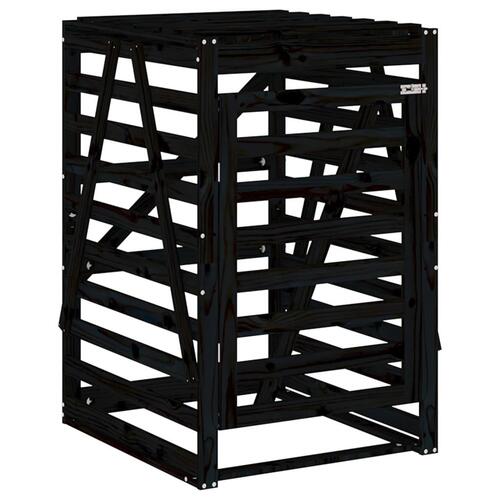 Skraldespandsskjuler 84x90x128,5 cm massivt fyrretræ sort