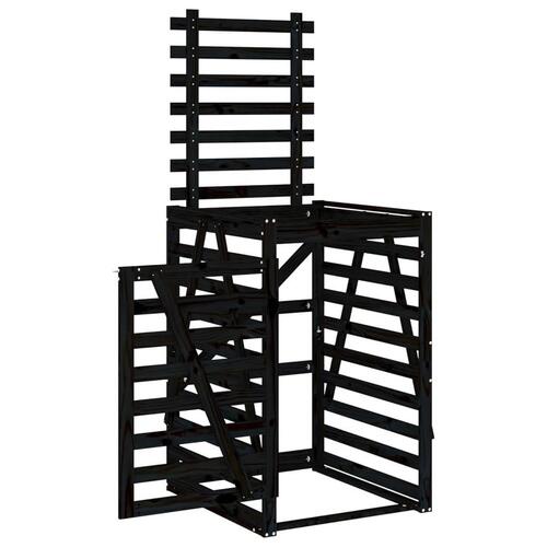 Skraldespandsskjuler 84x90x128,5 cm massivt fyrretræ sort