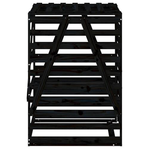 Skraldespandsskjuler 84x90x128,5 cm massivt fyrretræ sort