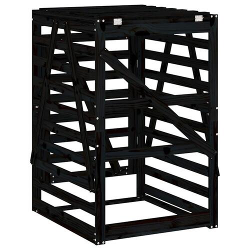 Skraldespandsskjuler 84x90x128,5 cm massivt fyrretræ sort