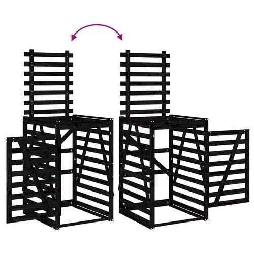 Skraldespandsskjuler 84x90x128,5 cm massivt fyrretræ sort