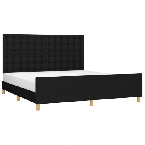 Sengeramme med sengegavl 180×200 cm - stof, sort