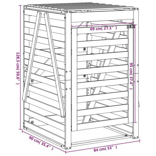 Skraldespandsskjuler 84x90x128,5 cm massivt fyrretræ sort