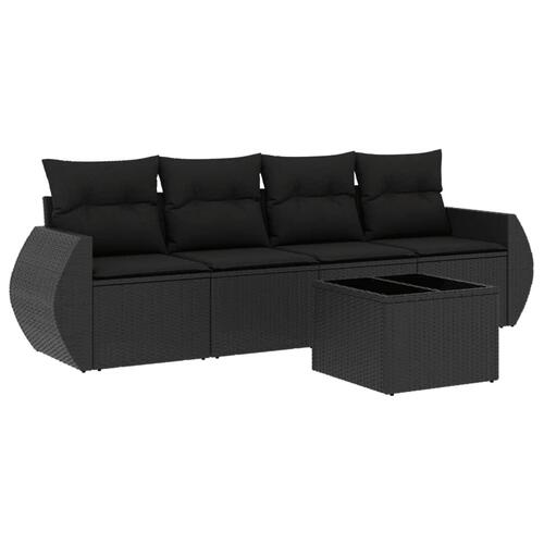 Sofasæt til haven 5 dele med hynder polyrattan sort