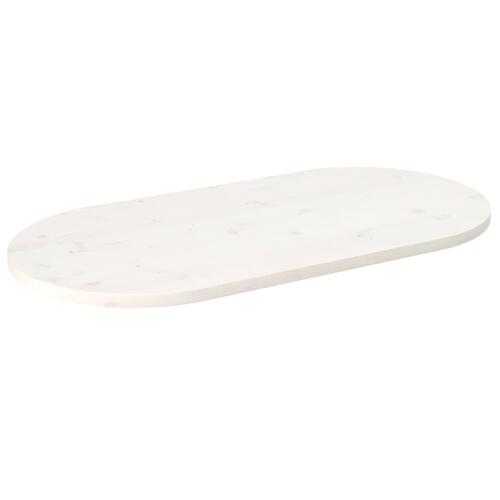 Bordplade 110x50x2,5 cm oval massivt fyrretræ hvid