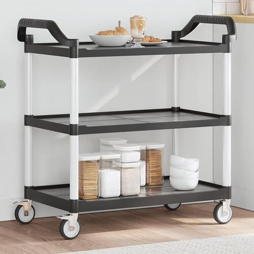 Vogn med 3 hylder 99x50x96 cm aluminium sort