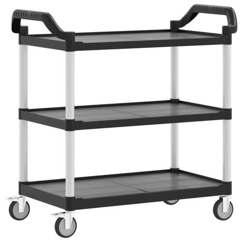 Vogn med 3 hylder 99x50x96 cm aluminium sort
