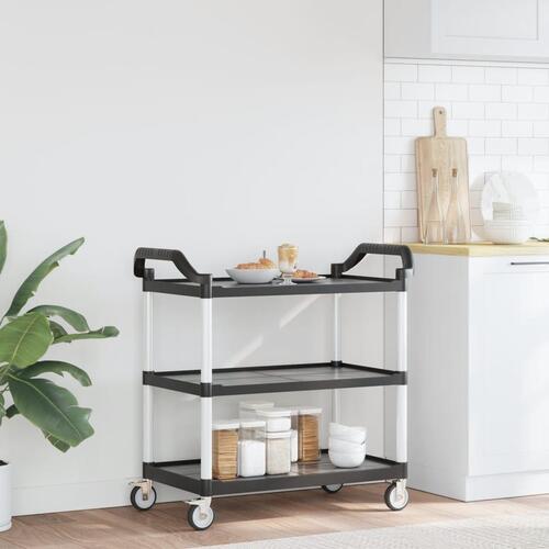 Vogn med 3 hylder 99x50x96 cm aluminium sort