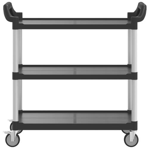 Vogn med 3 hylder 99x50x96 cm aluminium sort